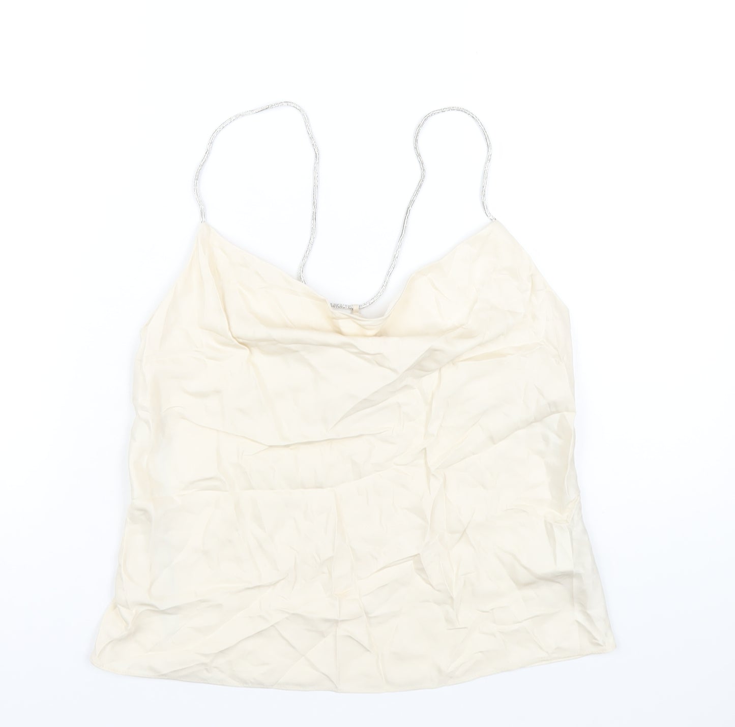 H&M Womens Ivory Viscose Camisole Blouse Size S Cowl Neck