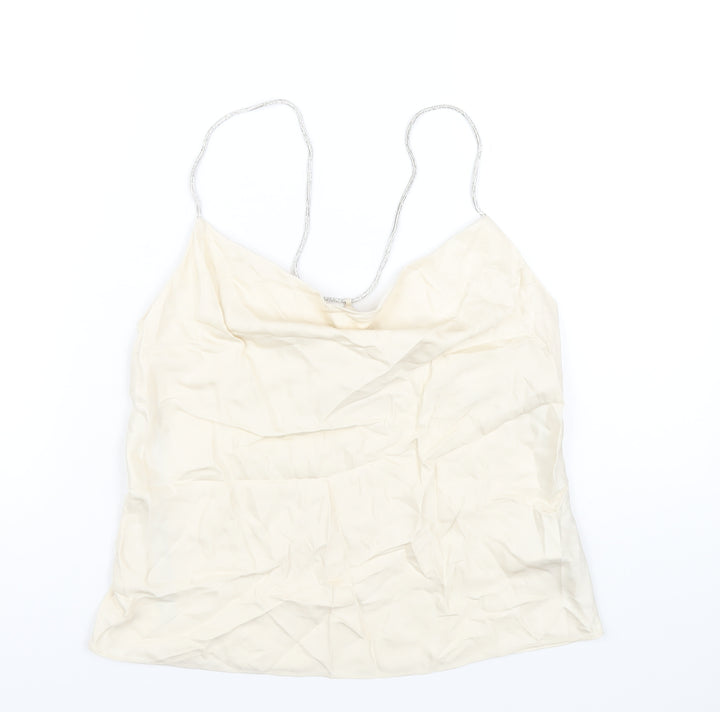 H&M Womens Ivory Viscose Camisole Blouse Size S Cowl Neck