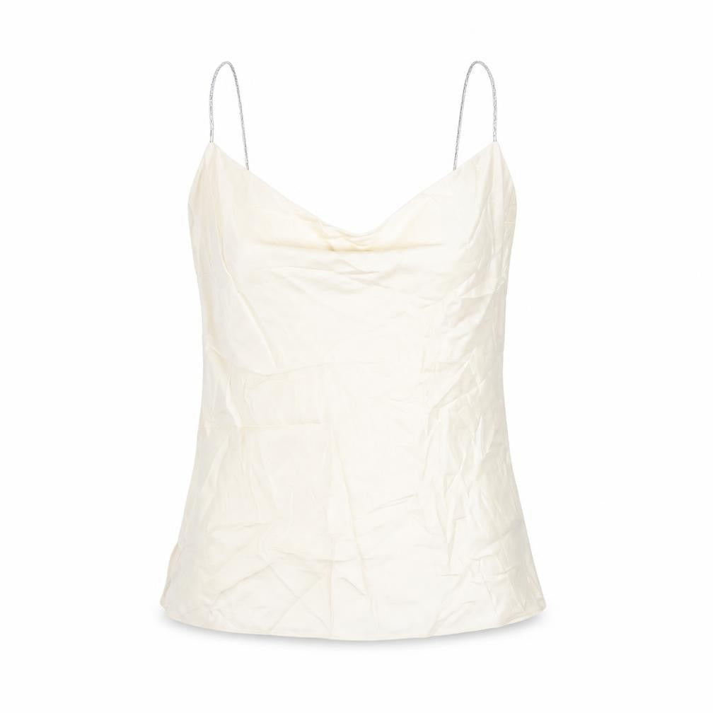Front view of H&M women’s ivory viscose camisole blouse, size S, cowl neck