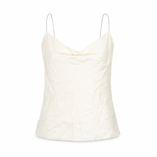 Front view of H&M women’s ivory viscose camisole blouse, size S, cowl neck