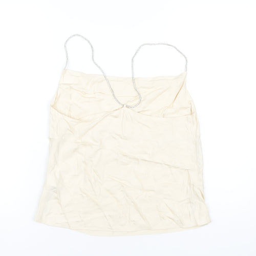 H&M Womens Ivory Viscose Camisole Blouse Size S Cowl Neck
