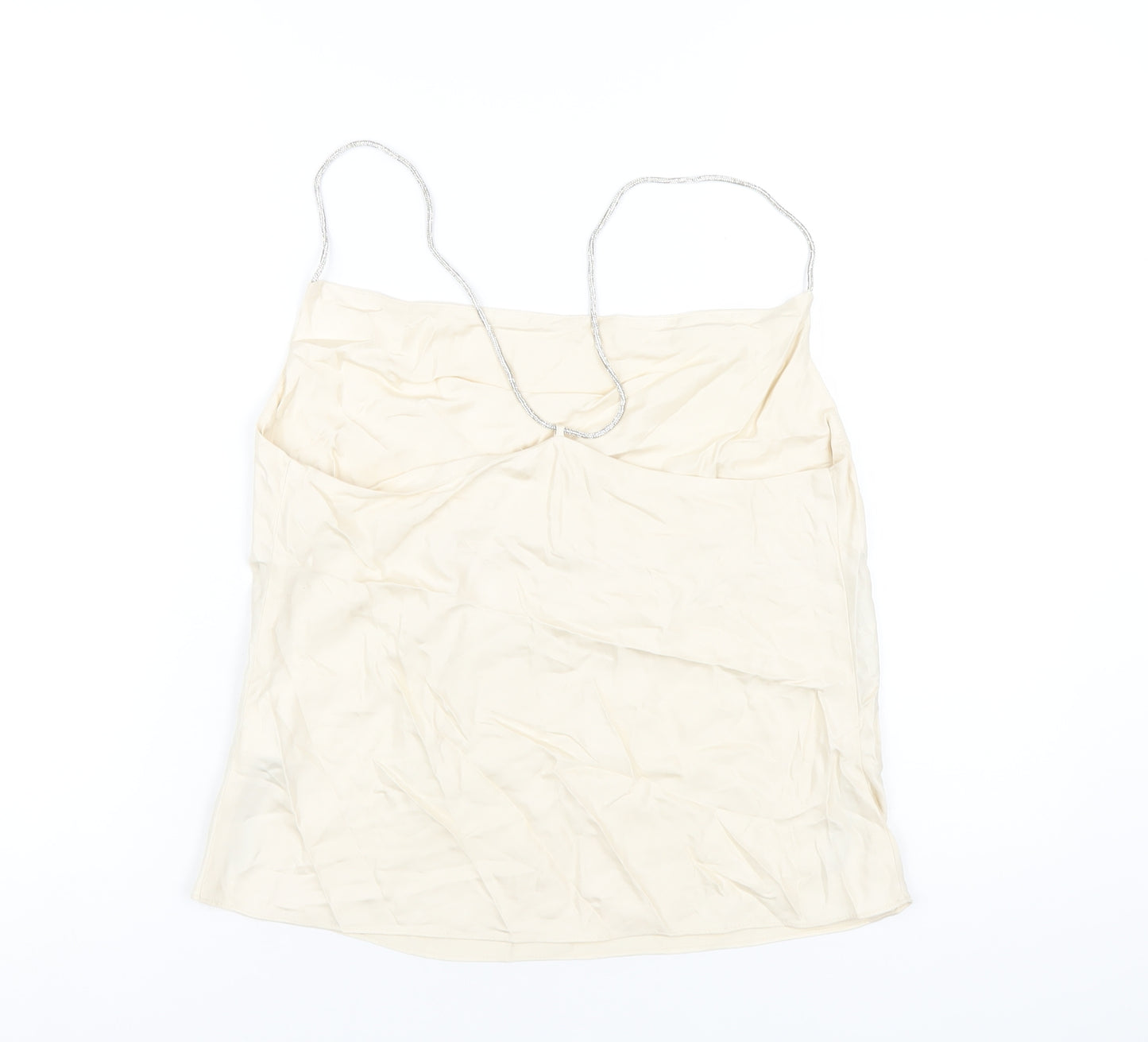 H&M Womens Ivory Viscose Camisole Blouse Size S Cowl Neck