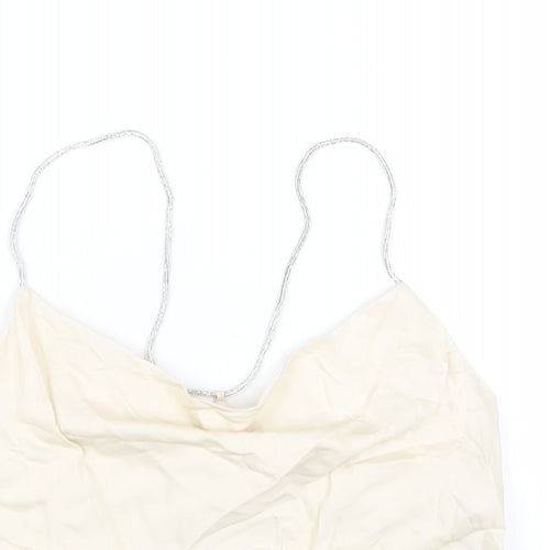 H&M Womens Ivory Viscose Camisole Blouse Size S Cowl Neck