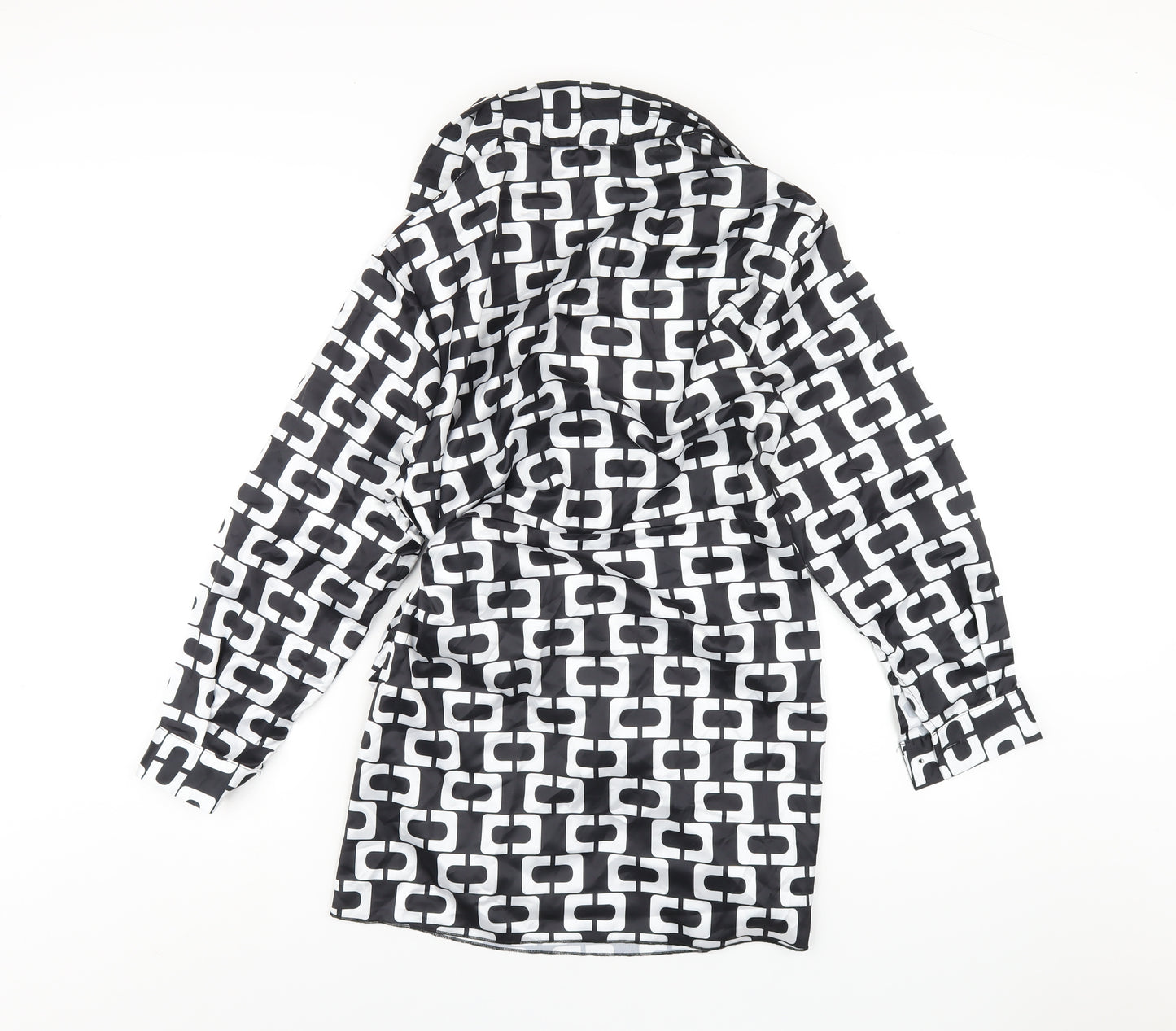 Cameo Rose Womens Black Geometric Polyester Bodycon Size 12 Collared Tie