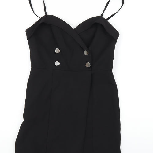 Topshop Womens Black Polyester A-Line Size 10 Sweetheart Zip