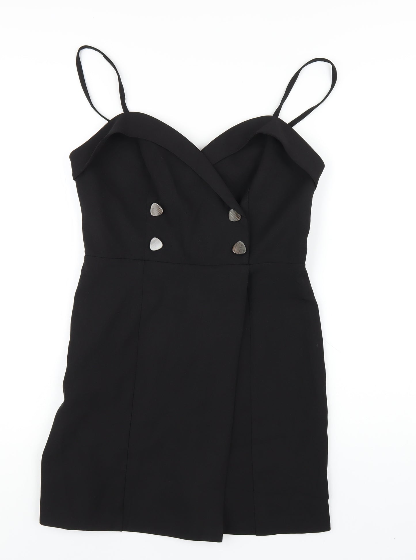 Topshop Womens Black Polyester A-Line Size 10 Sweetheart Zip