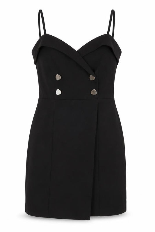 Front view of Topshop women’s black polyester a-line, size UK 10, sweetheart zip