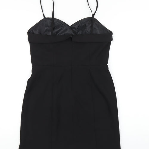 Topshop Womens Black Polyester A-Line Size 10 Sweetheart Zip