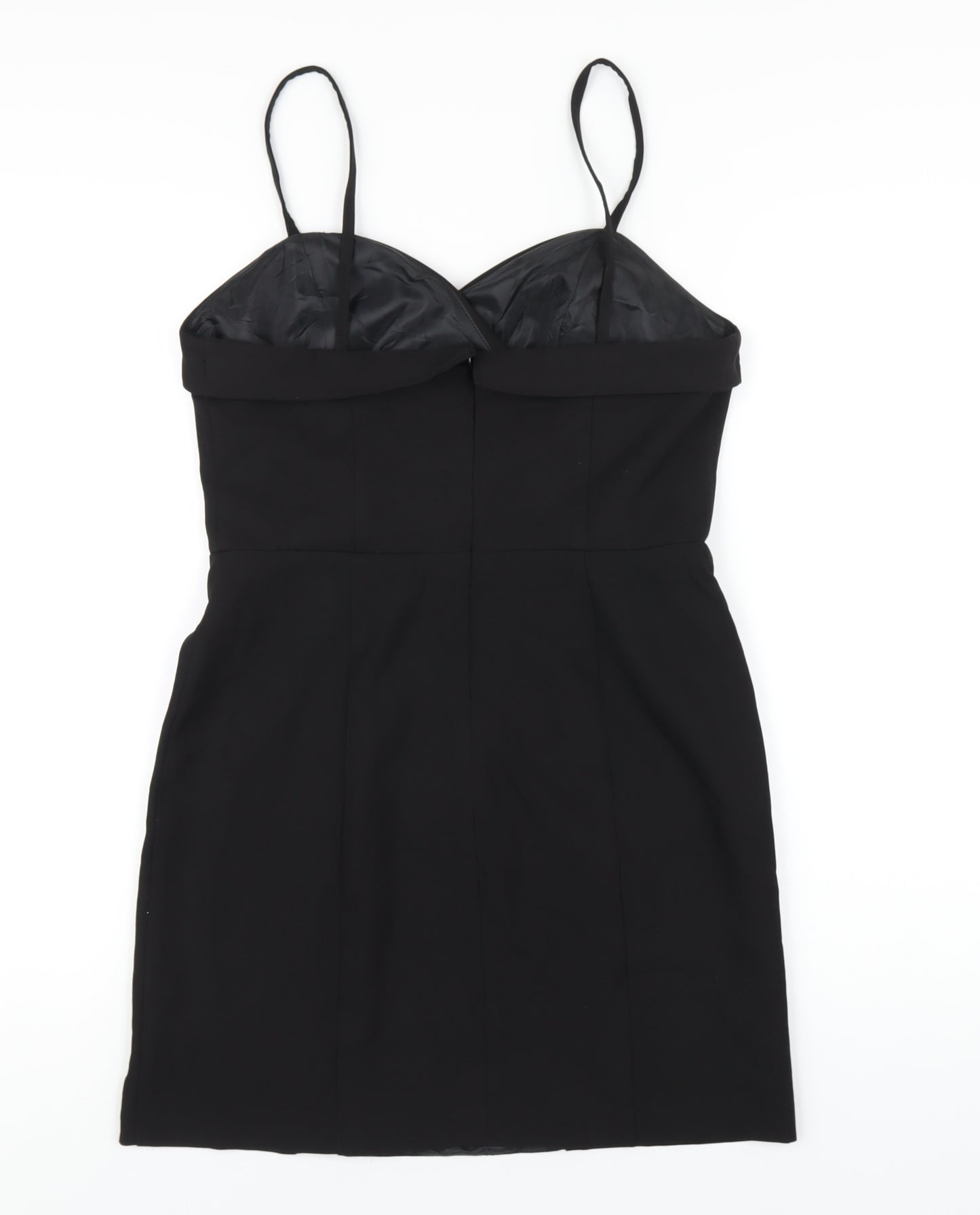 Topshop Womens Black Polyester A-Line Size 10 Sweetheart Zip