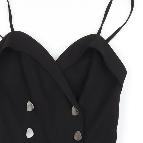 Topshop Womens Black Polyester A-Line Size 10 Sweetheart Zip
