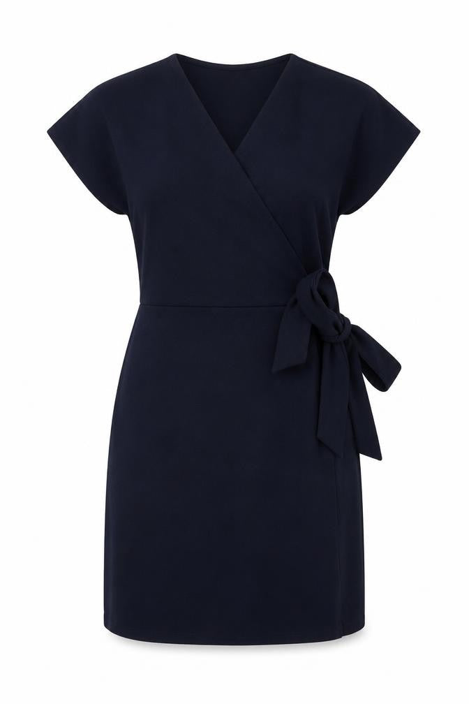 Dorothy Perkins Womens Blue Polyester Wrap Dress Size 12 V-Neck Tie