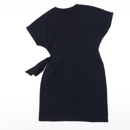 Dorothy Perkins Womens Blue Polyester Wrap Dress Size 12 V-Neck Tie
