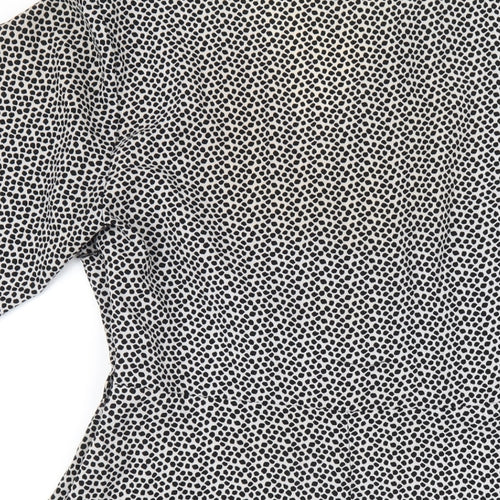 New Look Womens White Polka Dot Polyester A-Line Size 12 V-Neck Zip