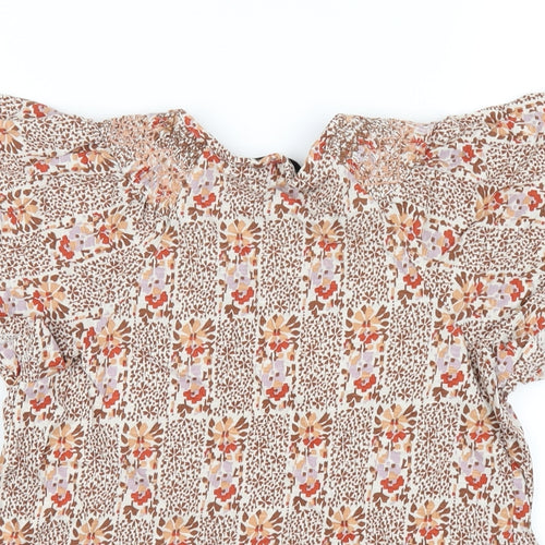 NEXT Womens Multicoloured Geometric Cotton Basic T-Shirt Size 6 Round Neck