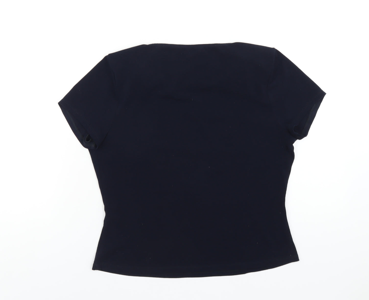 Precis Womens Blue Viscose Basic T-Shirt Size S Cowl Neck