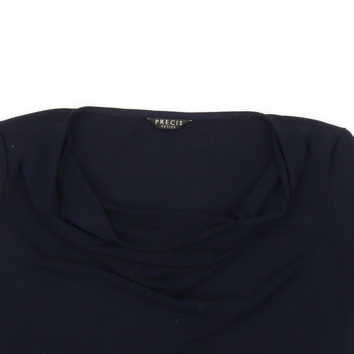 Precis Womens Blue Viscose Basic T-Shirt Size S Cowl Neck