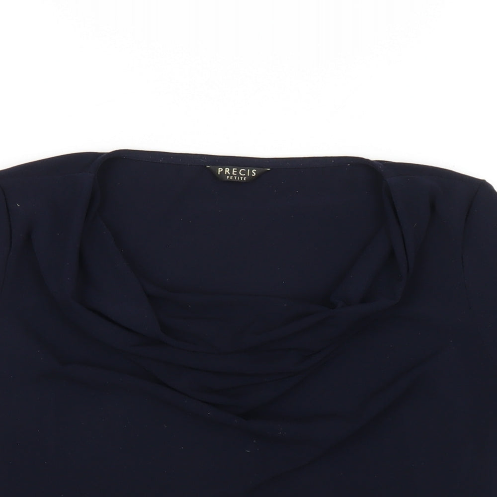 Precis Womens Blue Viscose Basic T-Shirt Size S Cowl Neck