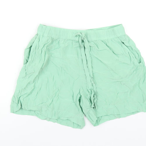 Weekday Womens Green Cupro Basic Shorts Size 10 Regular Pull On