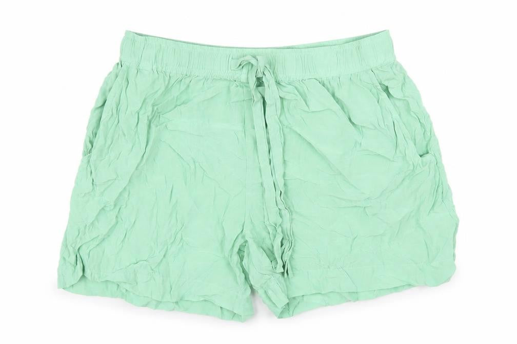 Weekday Womens Green Cupro Basic Shorts Size 10 Regular Pull On