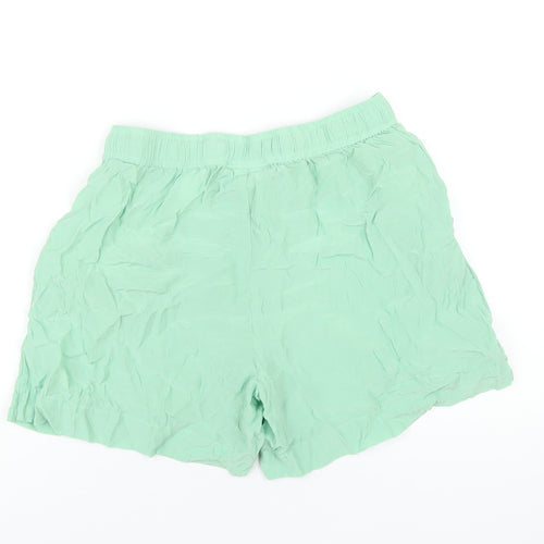 Weekday Womens Green Cupro Basic Shorts Size 10 Regular Pull On