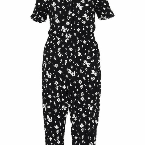 Uniqlo Womens Black Floral Viscose Jumpsuit One-Piece Size XS L24 in Button