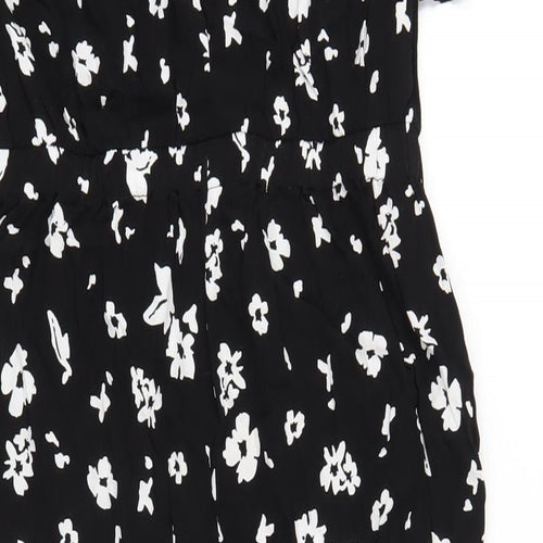 Uniqlo Womens Black Floral Viscose Jumpsuit One-Piece Size XS L24 in Button