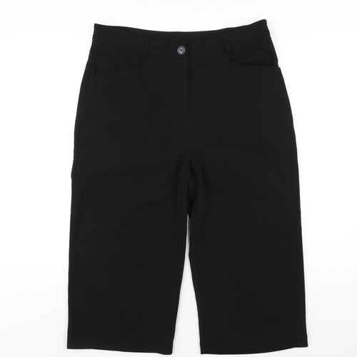 Emreco Womens Black Polyester Capri Trousers Size 14 L20 in Regular Zip