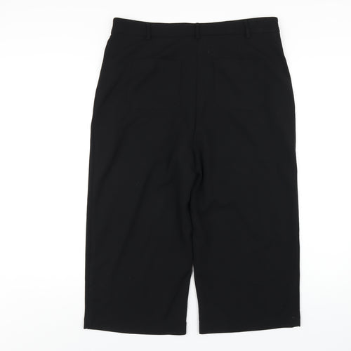 Emreco Womens Black Polyester Capri Trousers Size 14 L20 in Regular Zip