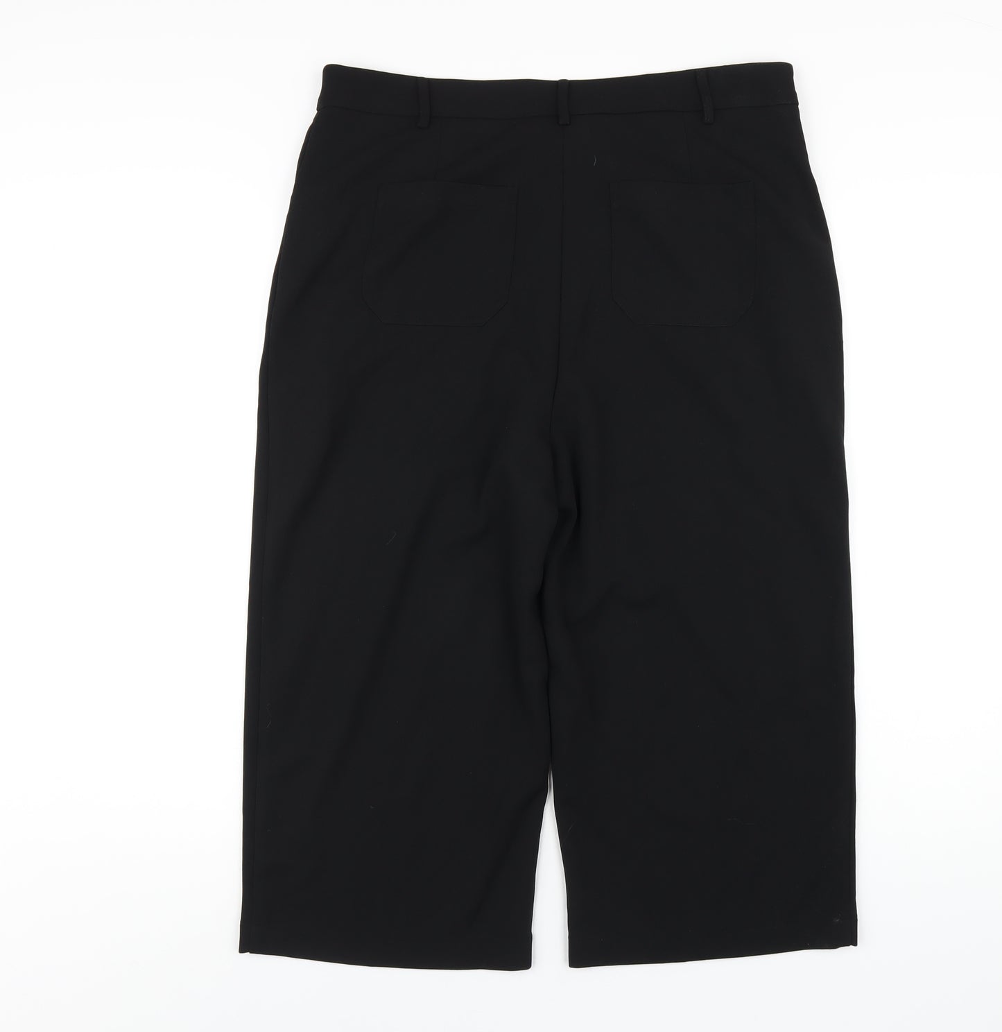 Emreco Womens Black Polyester Capri Trousers Size 14 L20 in Regular Zip