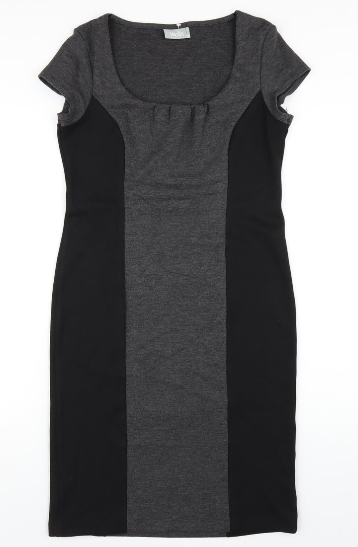 Wallis Womens Black Polyester Bodycon Size 12 Scoop Neck Pullover