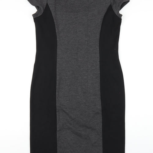 Wallis Womens Black Polyester Bodycon Size 12 Scoop Neck Pullover