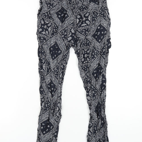 Uniqlo Womens Blue Geometric Viscose Trousers Size S L28 in Regular