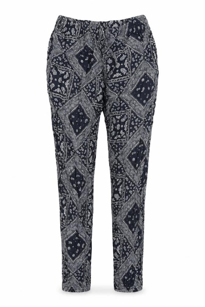 Uniqlo Womens Blue Geometric Viscose Trousers Size S L28 in Regular