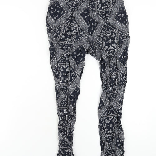 Uniqlo Womens Blue Geometric Viscose Trousers Size S L28 in Regular