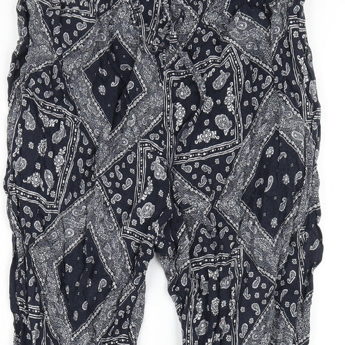 Uniqlo Womens Blue Geometric Viscose Trousers Size S L28 in Regular