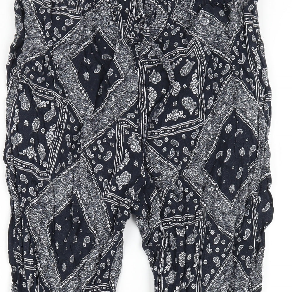 Uniqlo Womens Blue Geometric Viscose Trousers Size S L28 in Regular
