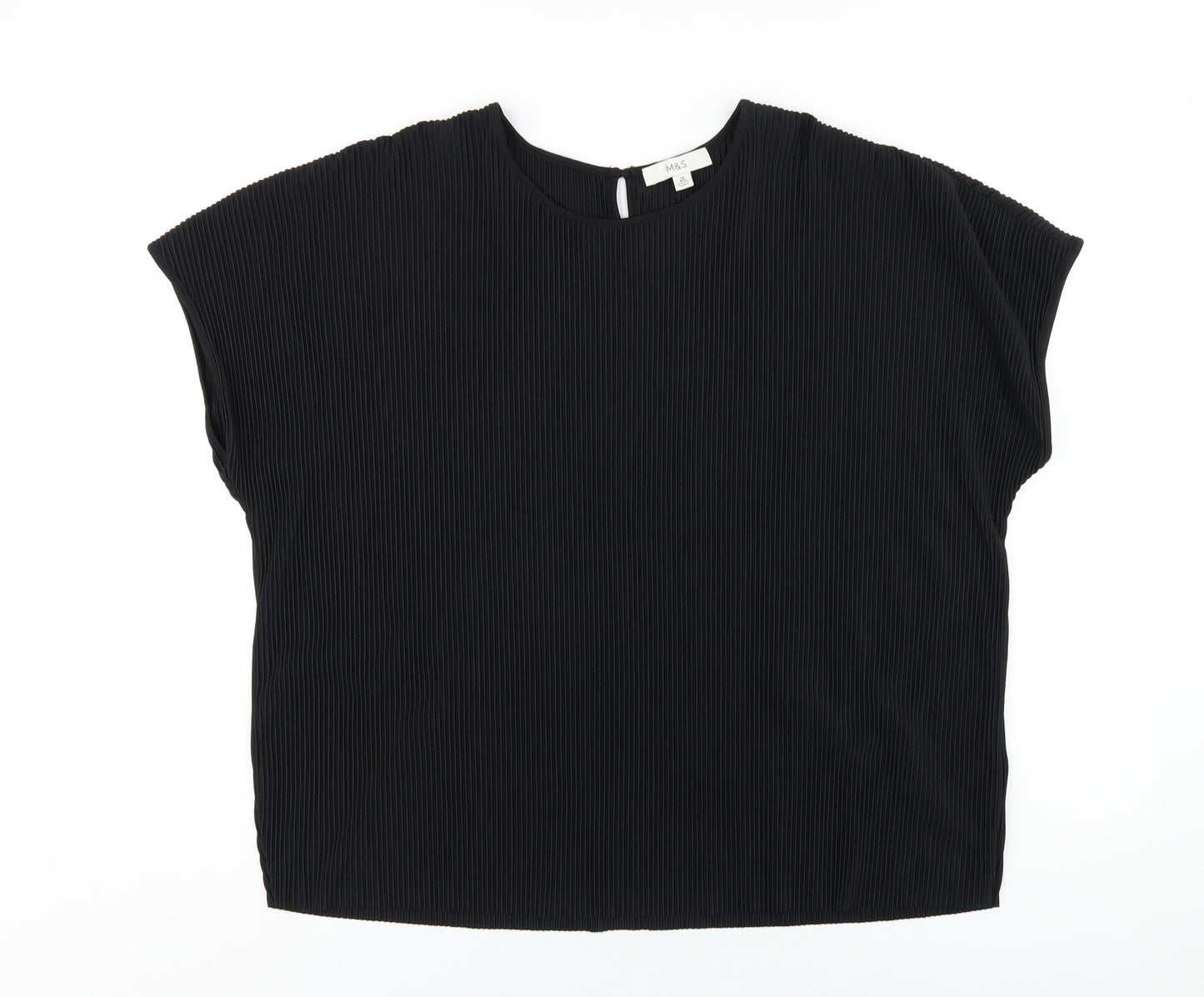 Marks and Spencer Womens Black Polyester Basic T-Shirt Size 12 Round Neck
