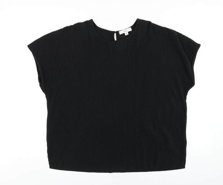 Marks and Spencer Womens Black Polyester Basic T-Shirt Size 12 Round Neck