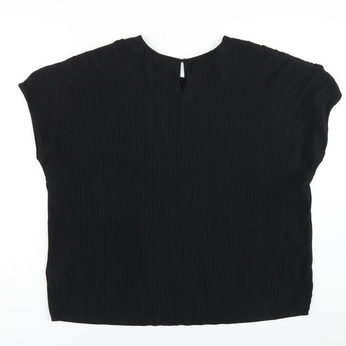 Marks and Spencer Womens Black Polyester Basic T-Shirt Size 12 Round Neck