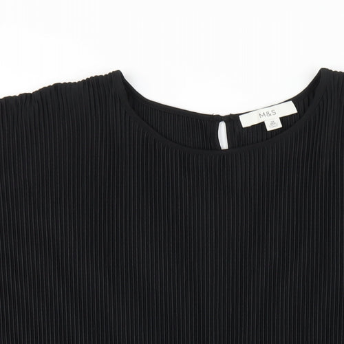 Marks and Spencer Womens Black Polyester Basic T-Shirt Size 12 Round Neck