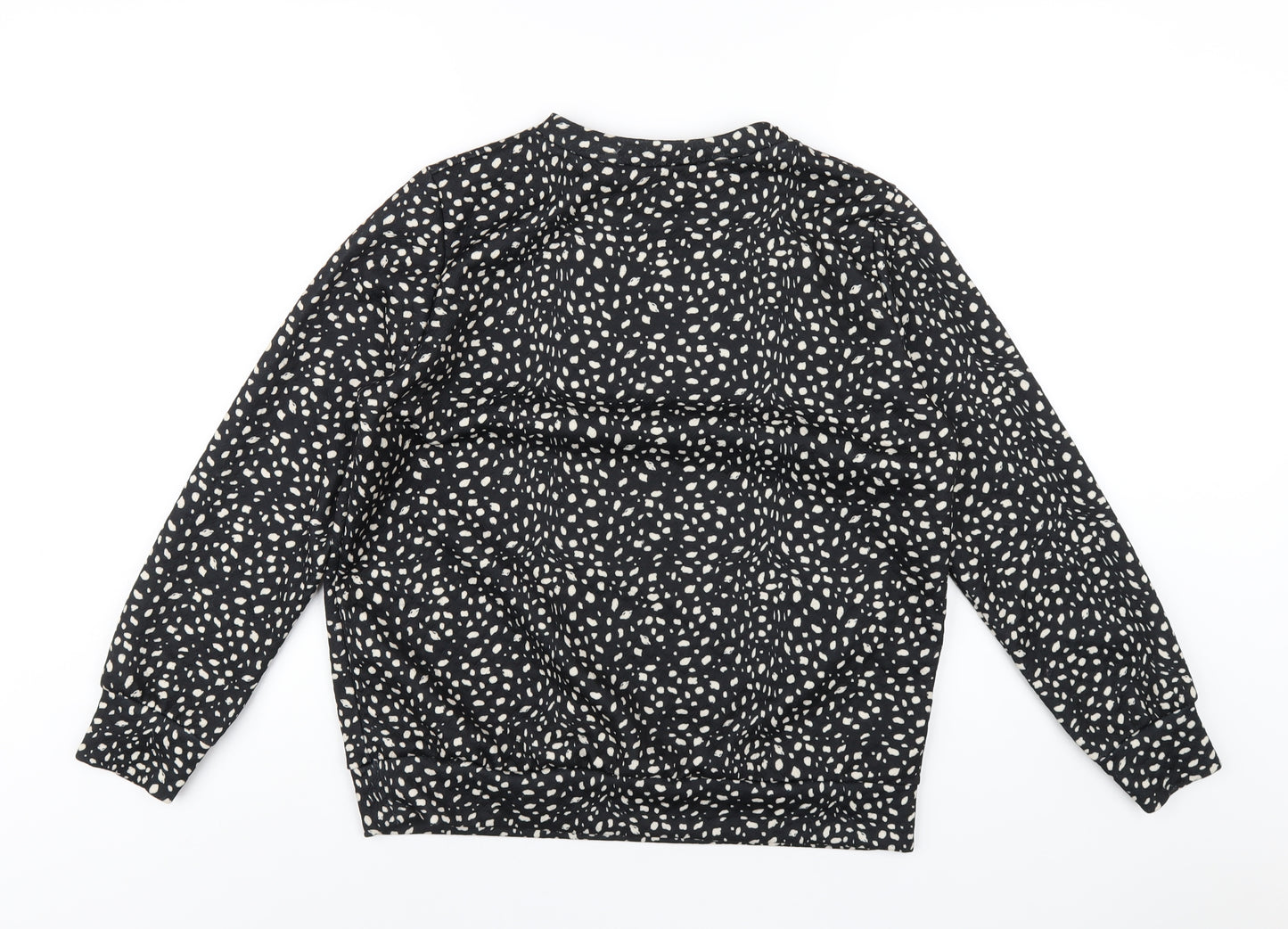 Jessica Graaf Womens Black Geometric Polyester Basic T-Shirt Size M Round Neck
