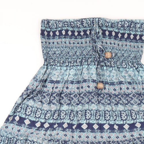 Apricot Womens Blue Geometric Viscose A-Line Size 8 Square Neck Pullover