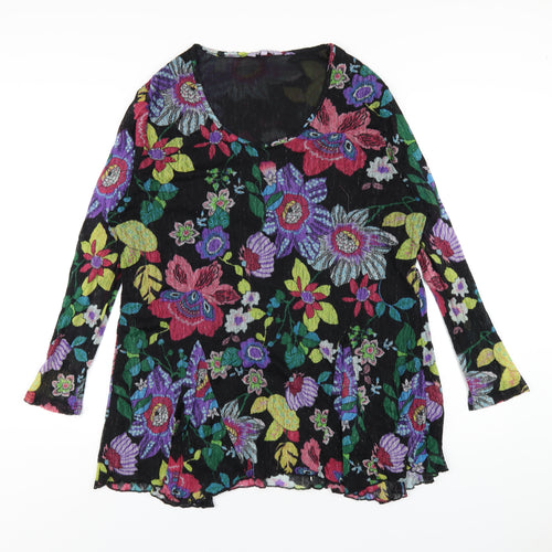 Michele Hope Womens Multicoloured Geometric Polyester Basic T-Shirt Size 22 Scoop Neck