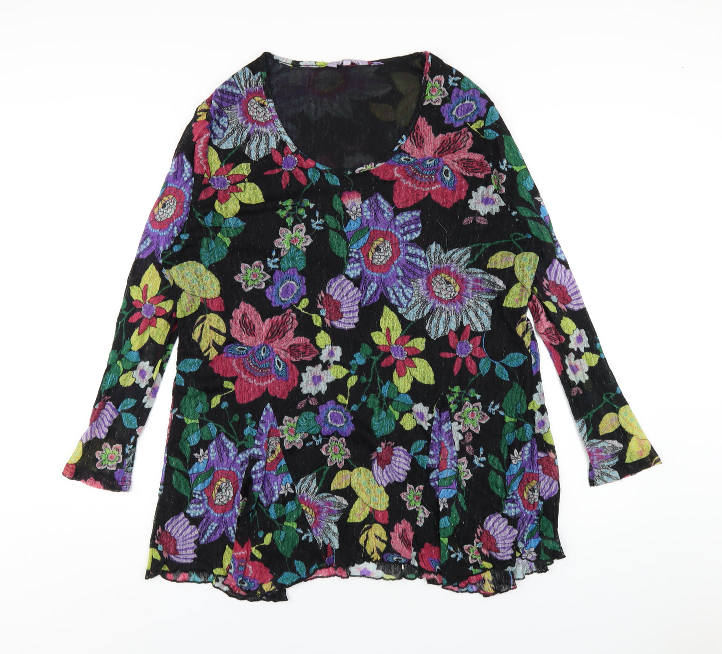 Michele Hope Womens Multicoloured Geometric Polyester Basic T-Shirt Size 22 Scoop Neck