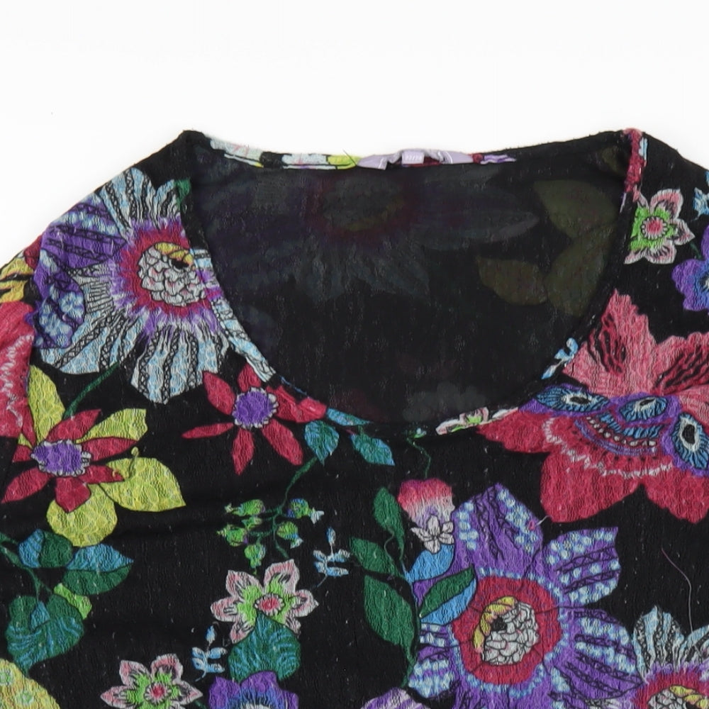 Michele Hope Womens Multicoloured Geometric Polyester Basic T-Shirt Size 22 Scoop Neck