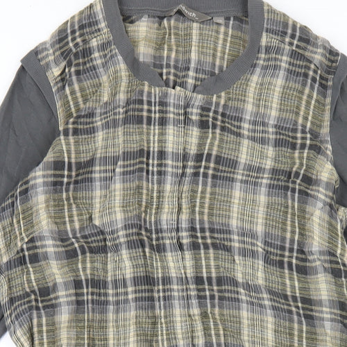 Sandwich Womens Multicoloured Plaid Polyester A-Line Size 10 Round Neck Button
