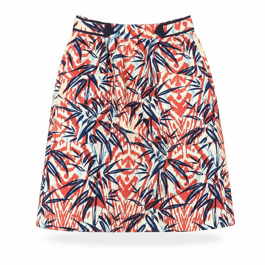 Front view of Zara women’s multicoloured geometric polyester a-line skirt, size XS