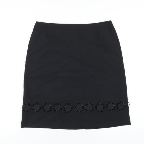 Autograph Womens Black Cotton A-Line Skirt Size 10 Zip