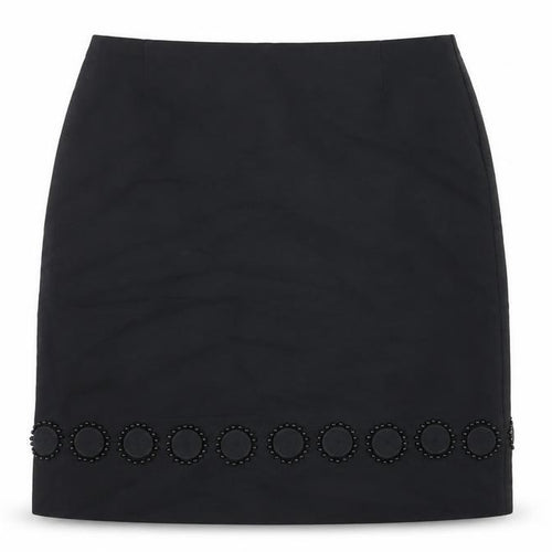 Autograph Womens Black Cotton A-Line Skirt Size 10 Zip