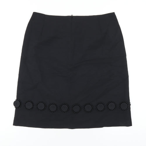 Autograph Womens Black Cotton A-Line Skirt Size 10 Zip